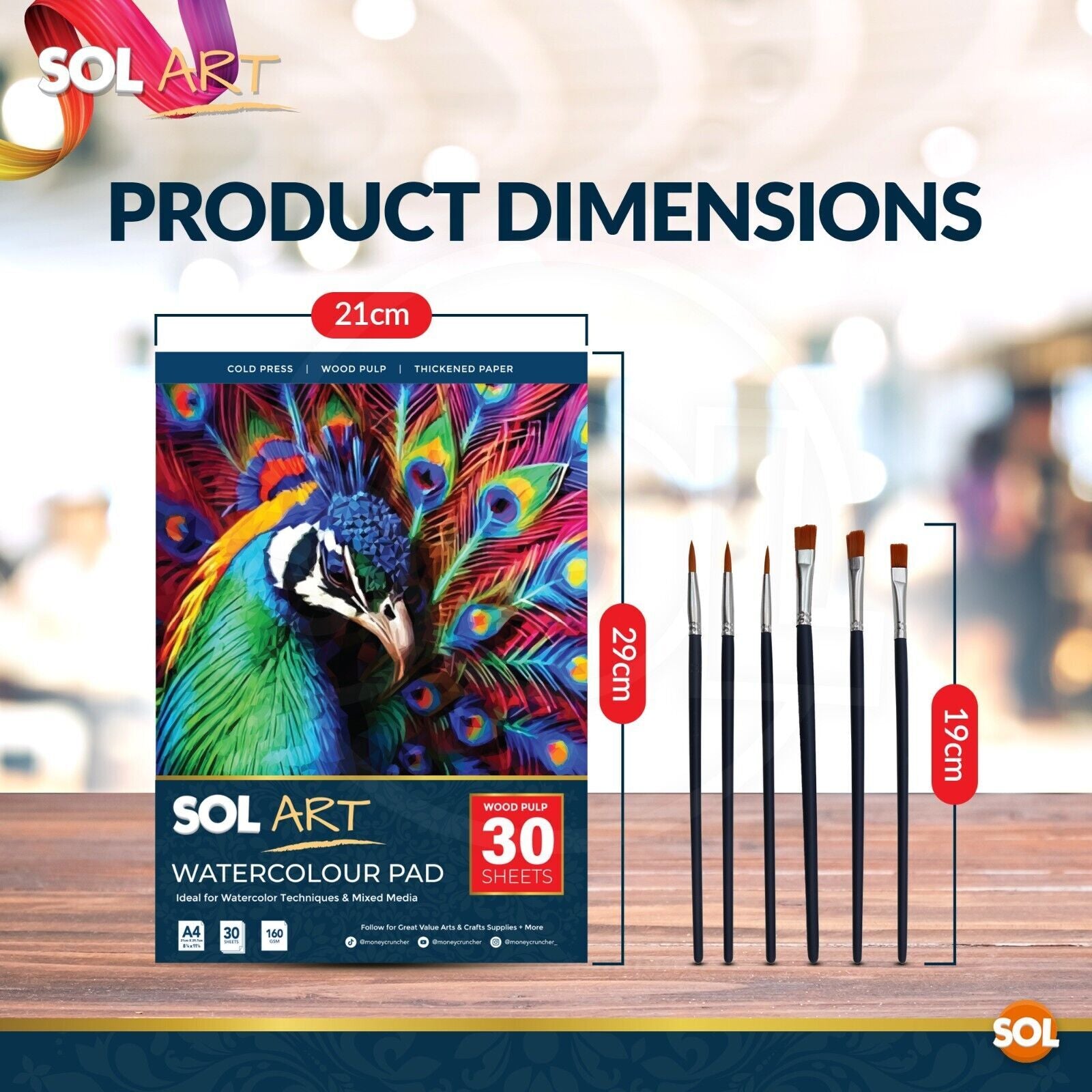 30Pk Watercolour Pad Paper Cold Pressed Premium A4 Sketch Drawing Sheets 160GSM