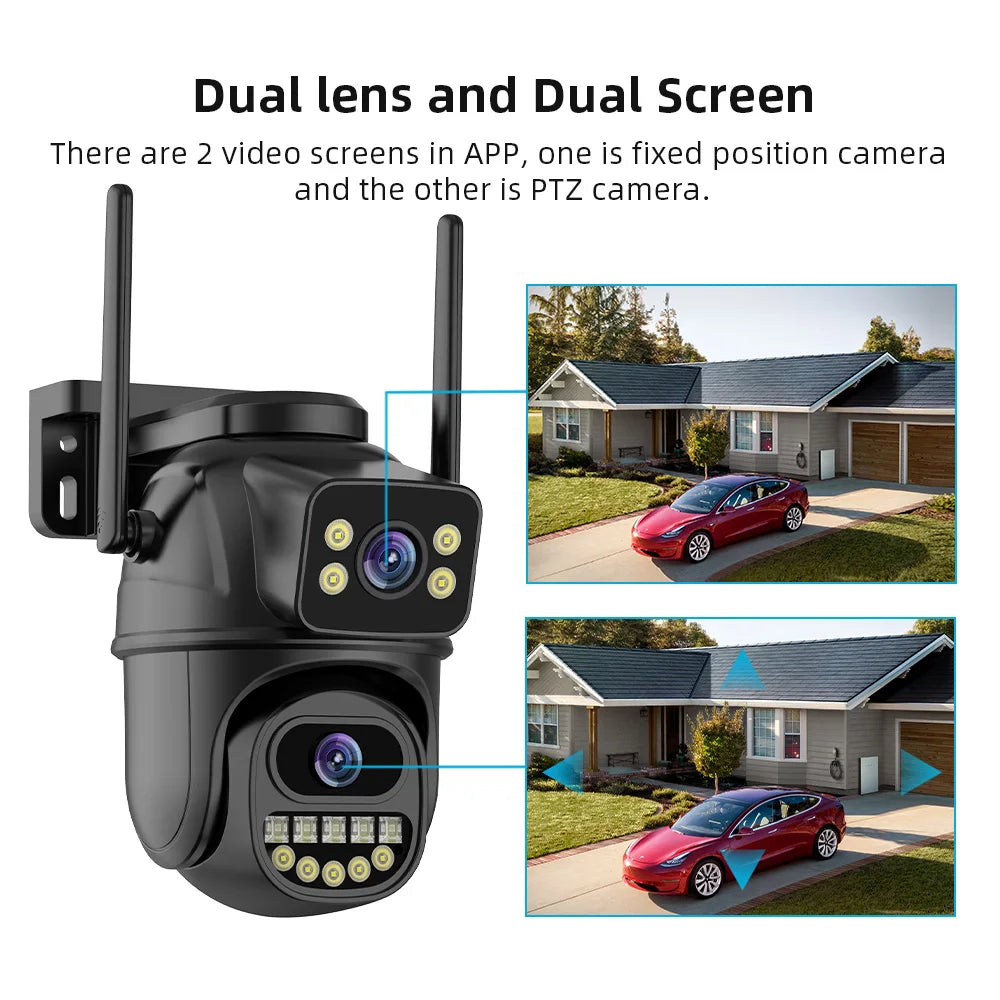 Elevate Your Security with the 4K 8MP HD WiFi PTZ Camera - Outdoor Surveillance with Dual Lens and AI Tracking