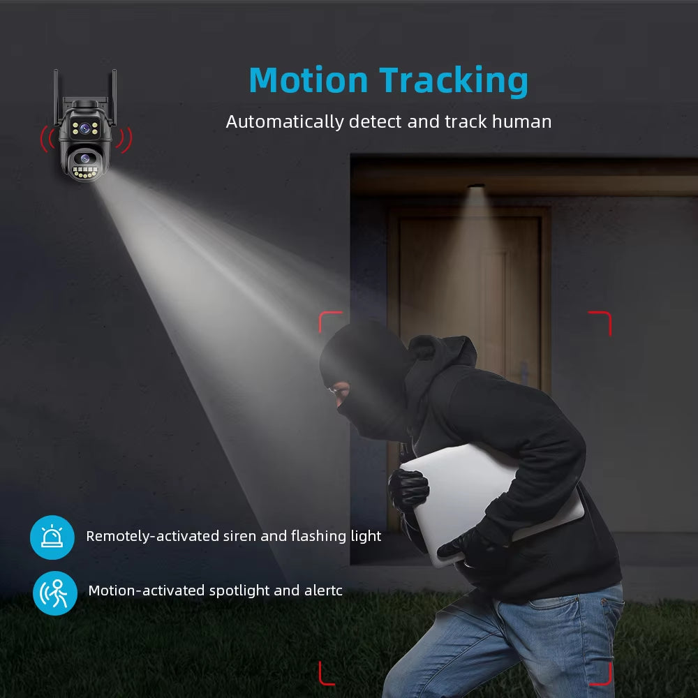 Elevate Your Security with the 4K 8MP HD WiFi PTZ Camera - Outdoor Surveillance with Dual Lens and AI Tracking