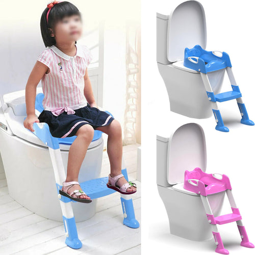 Comfortable and Convenient Foldable Baby Potty Training Seat with Ladder for Easy Toilet Training